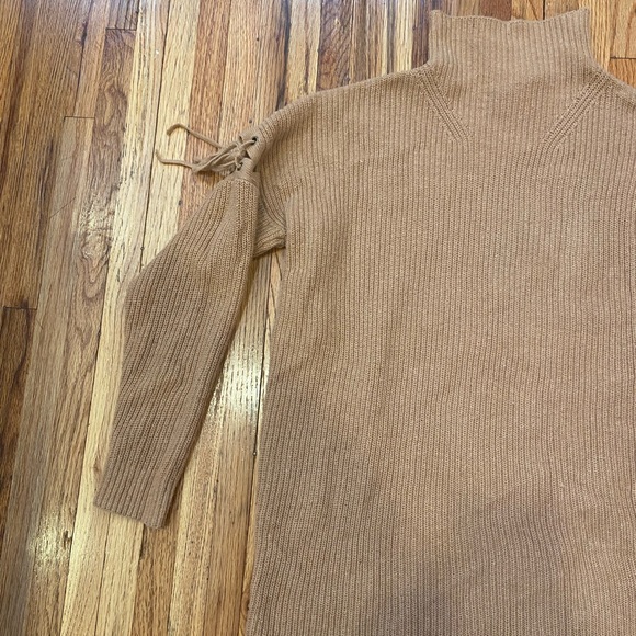 BCBG knit turtleneck top with sleeve detailing in brown - Picture 1 of 6